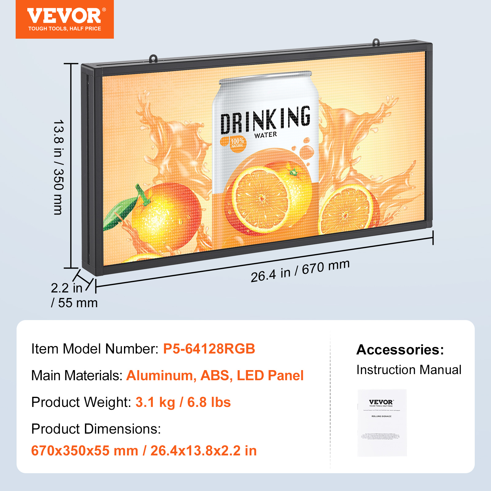 VEVOR LED Display Programmierbar Nachricht Schild 99x19cm Bewegen Beleuchtung - Bild 93 von 98
