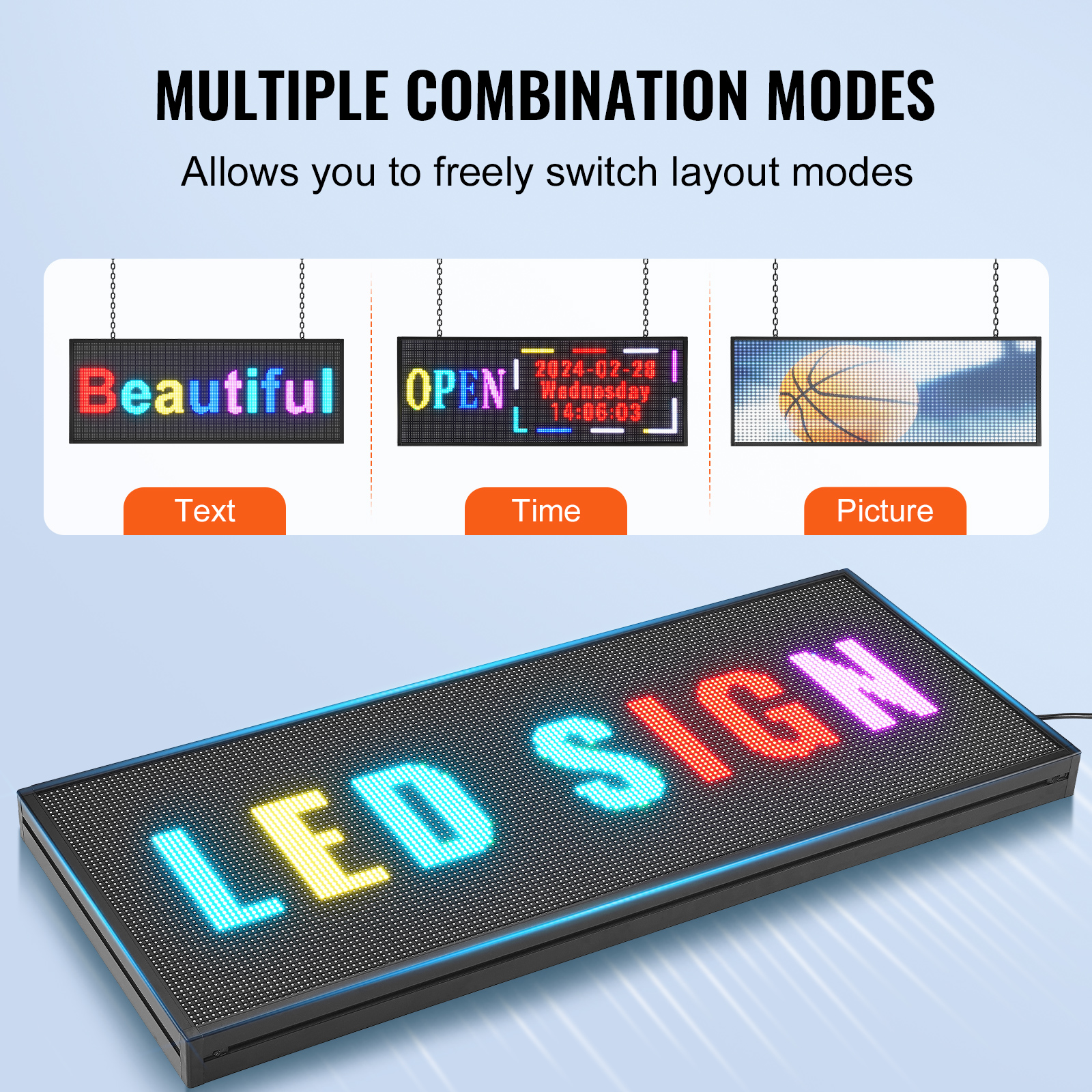 VEVOR LED Display Programmierbar Nachricht Schild 99x19cm Bewegen Beleuchtung - Bild 32 von 98