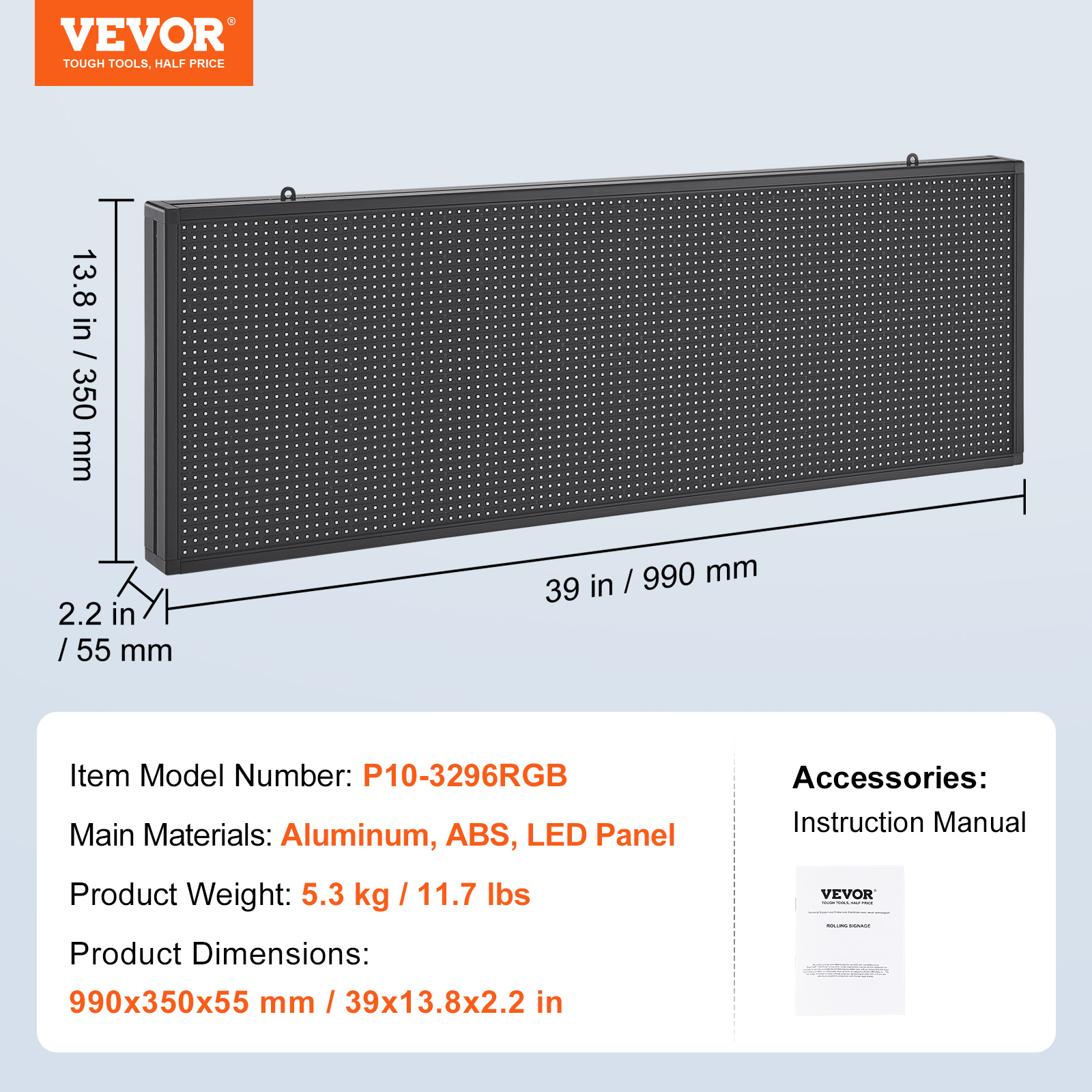 VEVOR LED Display Programmierbar Nachricht Schild 99x19cm Bewegen Beleuchtung - Bild 33 von 98