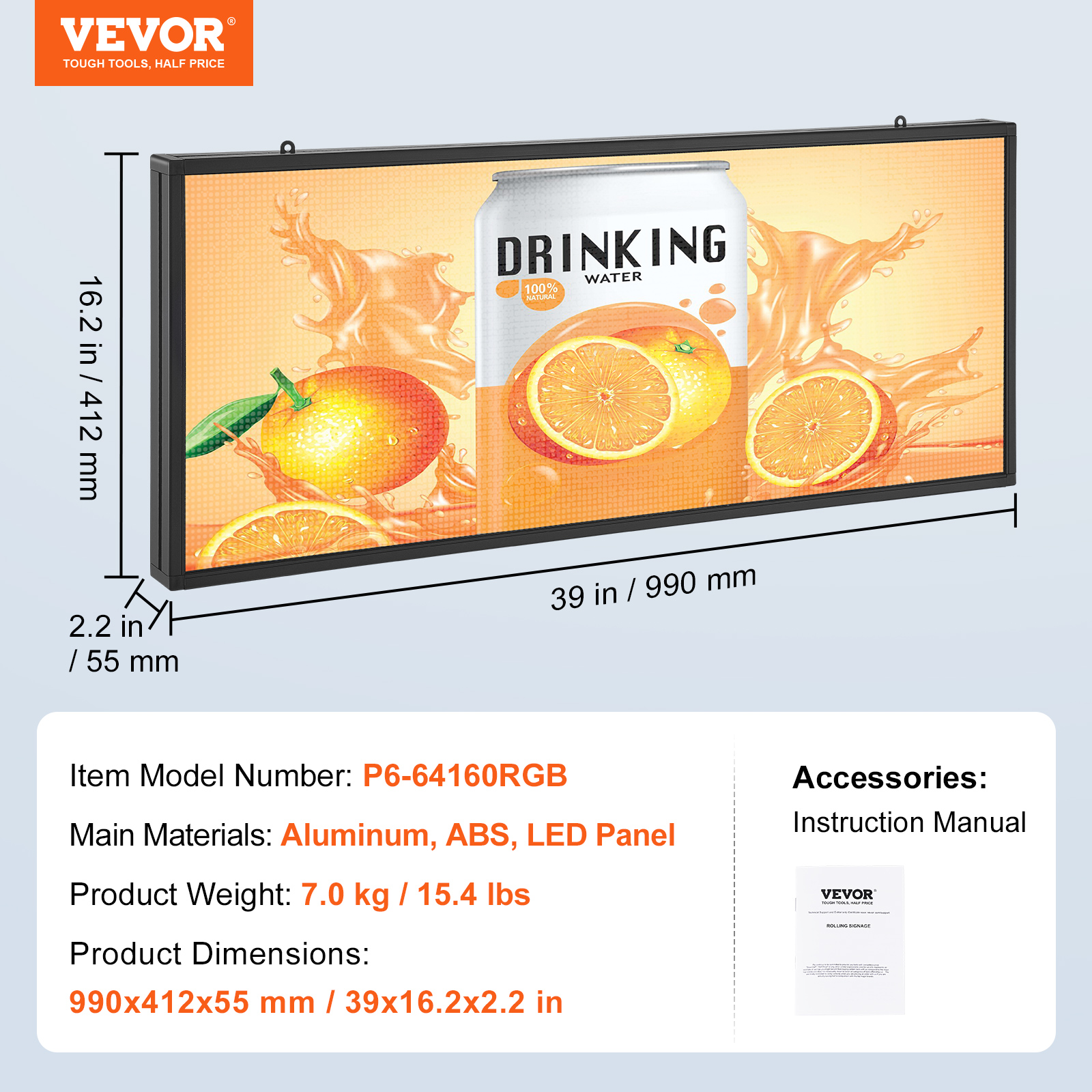 VEVOR LED Display Programmierbar Nachricht Schild 99x19cm Bewegen Beleuchtung - Bild 81 von 98