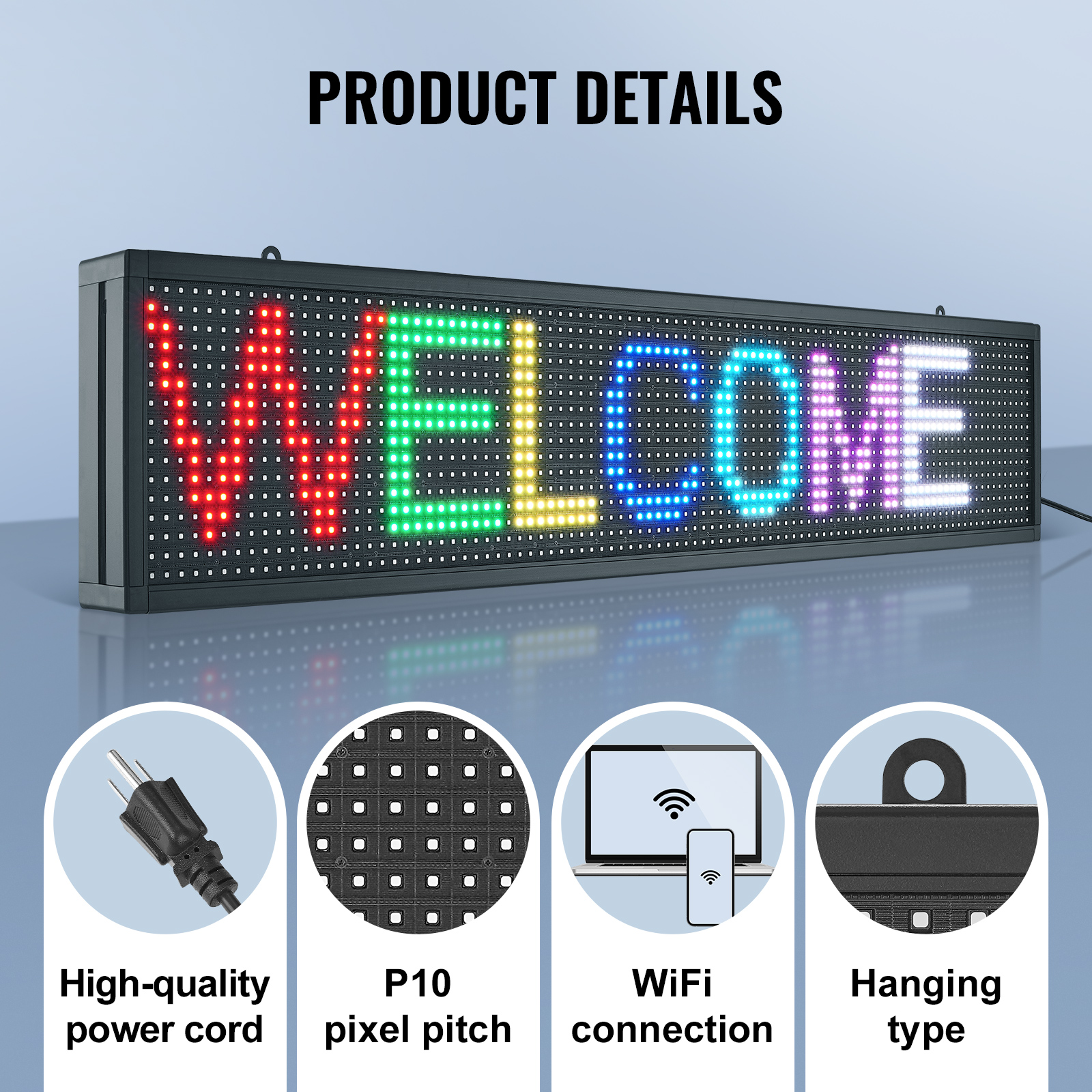 VEVOR LED Display Programmierbar Nachricht Schild 99x19cm Bewegen Beleuchtung - Bild 6 von 98