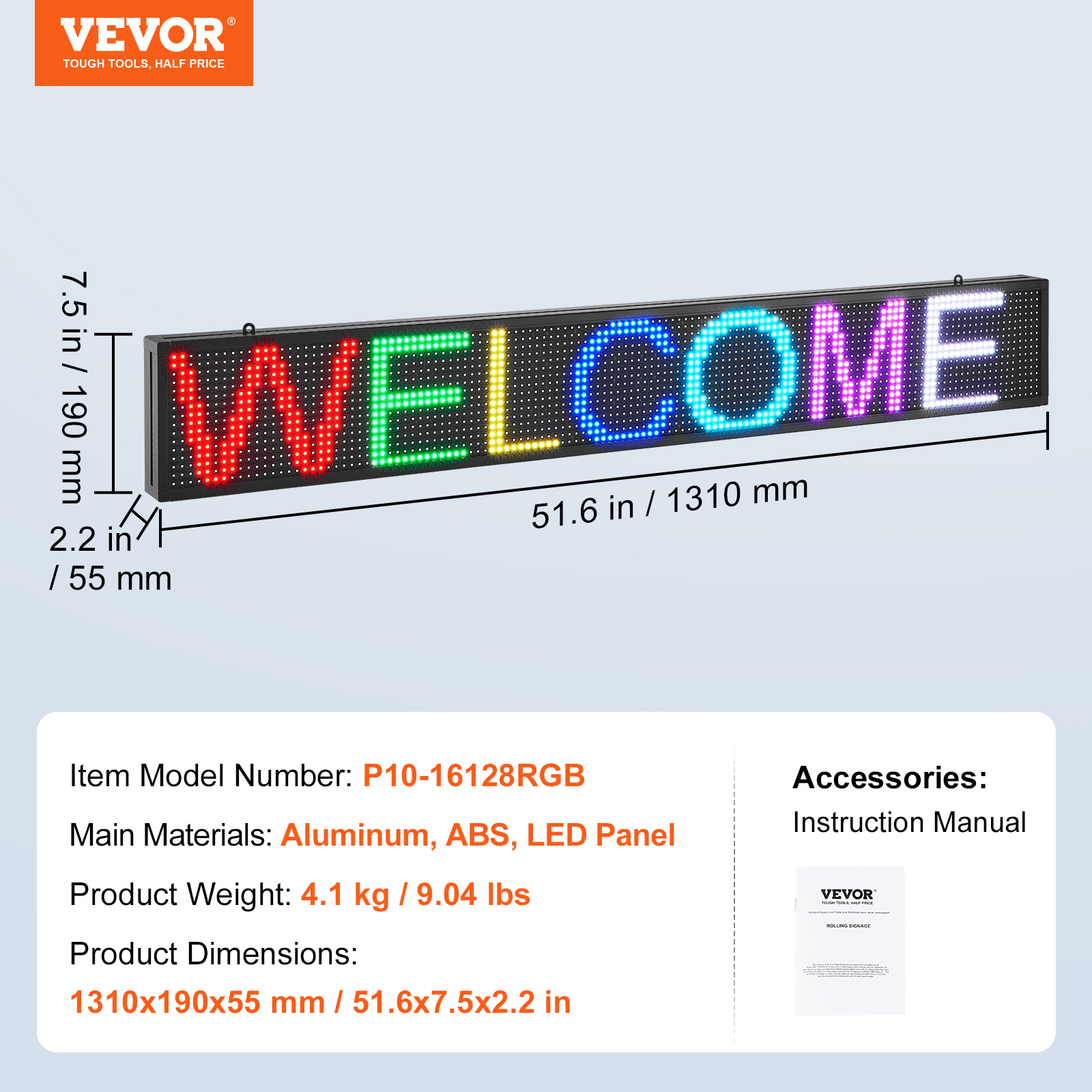 VEVOR LED Display Programmierbar Nachricht Schild 99x19cm Bewegen Beleuchtung - Bild 21 von 98