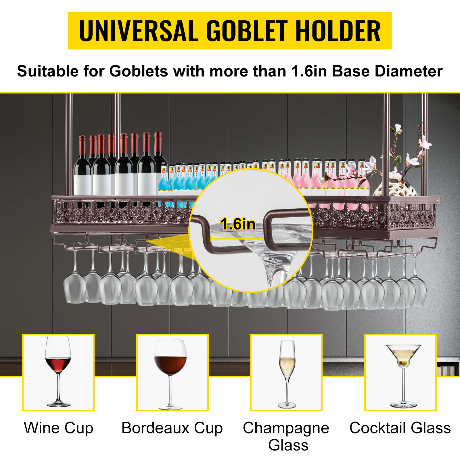 The Universal Tumbler Holder will hold every kind of wine glass