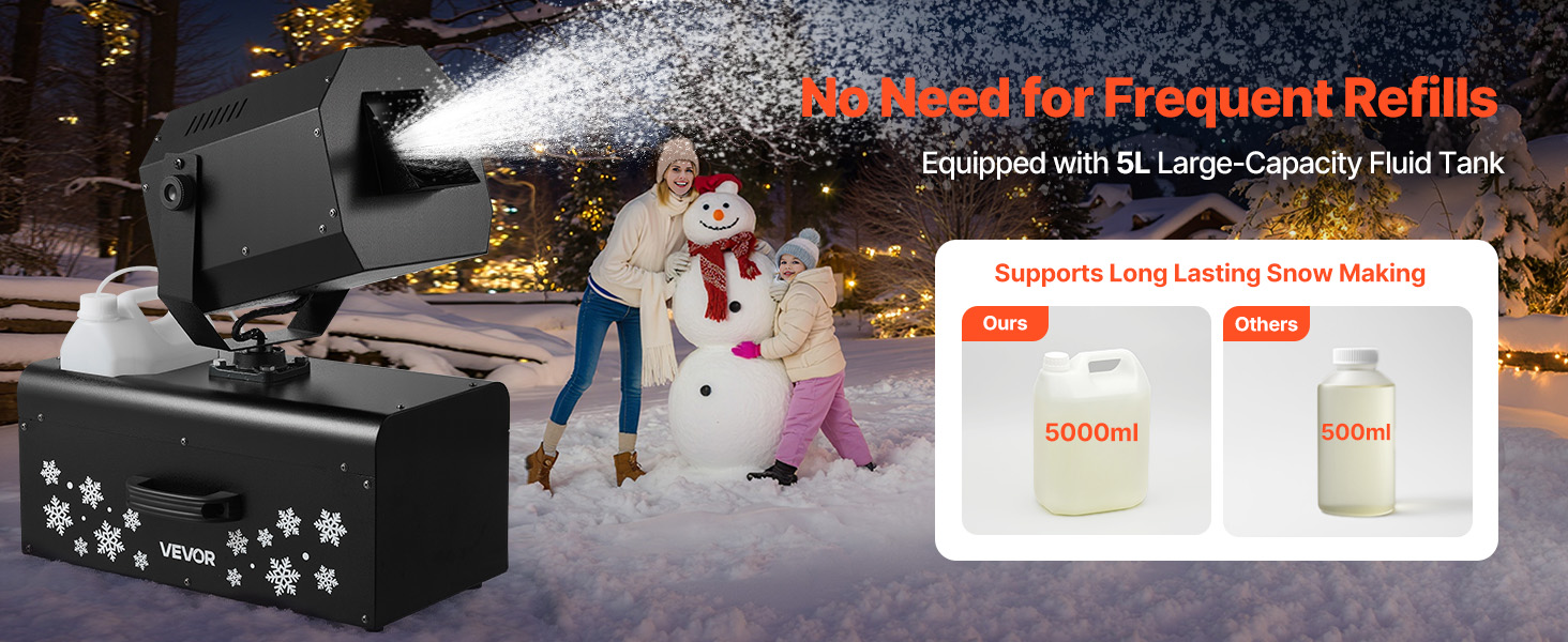VEVOR Snow Machine 2000W Wireless Remote Swing Snow Making Machine for