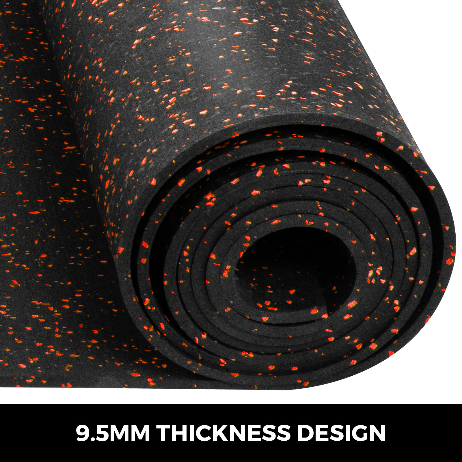 Rubber Flooring Mats Rolls Red Speckle 9.5mm 3.6'x10.2' Home Gym Equipment Mat