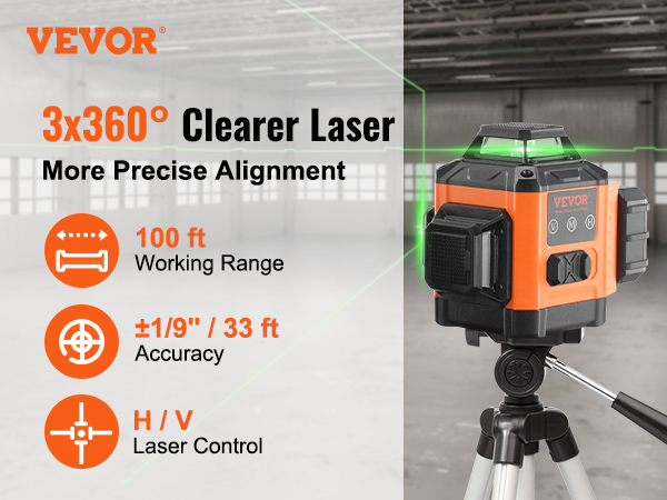 Mesure laser VEVOR, 400 pieds, mesure de distance laser de précision ± 1/16  '' avec stockage