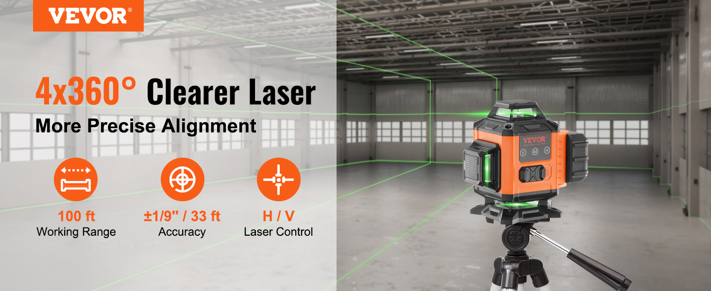 Niveau Laser Vert, Autonivelant Niveau Laser 360°, 4D 16 Lignes