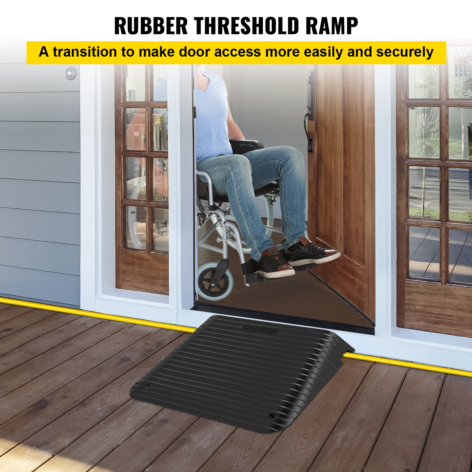 VEVOR Rubber Threshold Curb Ramp 1.5in-4 in Rise Wheelchair Scooters Access Ramp - Picture 88 of 109