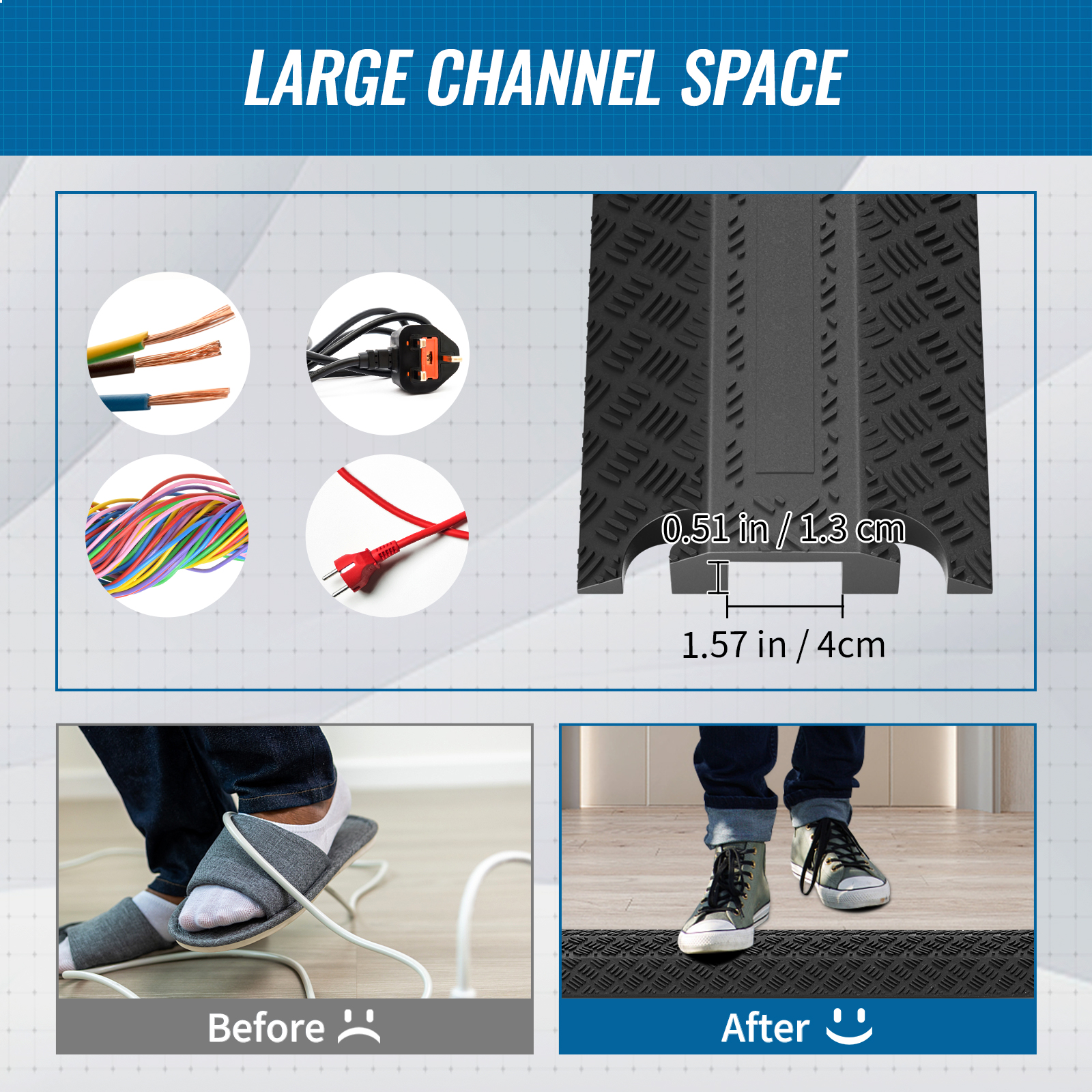 thumbnail image 2 of 2 PCs Drop Over Cable Cover Ramp, 907 Kg/axle Load Capacity, Heavy Duty Cable Hose 2 of 13