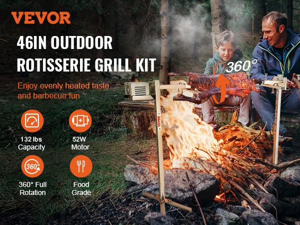 Universal Grill Rotisserie Kit For Gas Grill - Smoker - Roaster