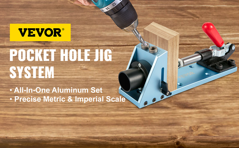 Drill Jig Pocket Hole for Home DIY Furniture Woodworking Pocket Hole Jig System Blue Pocket-Hole Screw Kit 