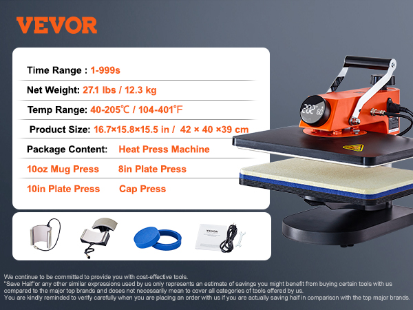 VEVOR Heat Press, 15x15 Power Heat Press Machine for T-Shirt, Fast Heating,  High Pressure Heat Press Machine, Digital Industrial Sublimation Printer
