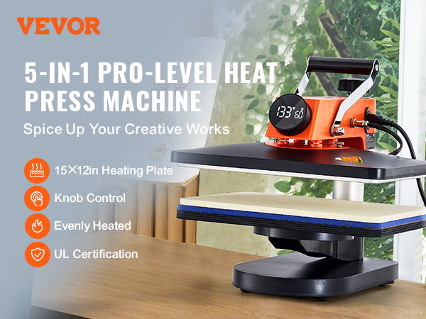 VEVOR Heat Press Machine, 12x10 12x15 15x15 Inches, Fast Heating
