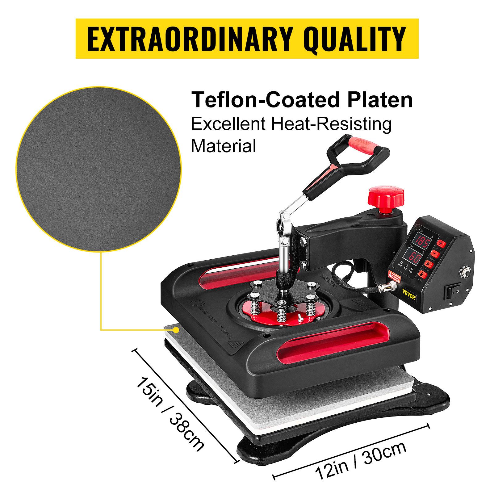 VEVOR Heat Press 15x15 Inch Heat Press Machine 5 in 1 Multifunctional  Sublimation Dual LED Display Heat Press Machine for t Shirts Swing Away  Design