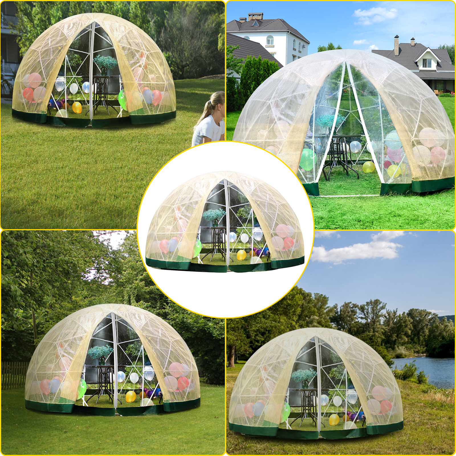 VEVOR Cupola Geodetica Copertura 12ft 3.6m Tenda per Campeggio Igloo e  Giardino