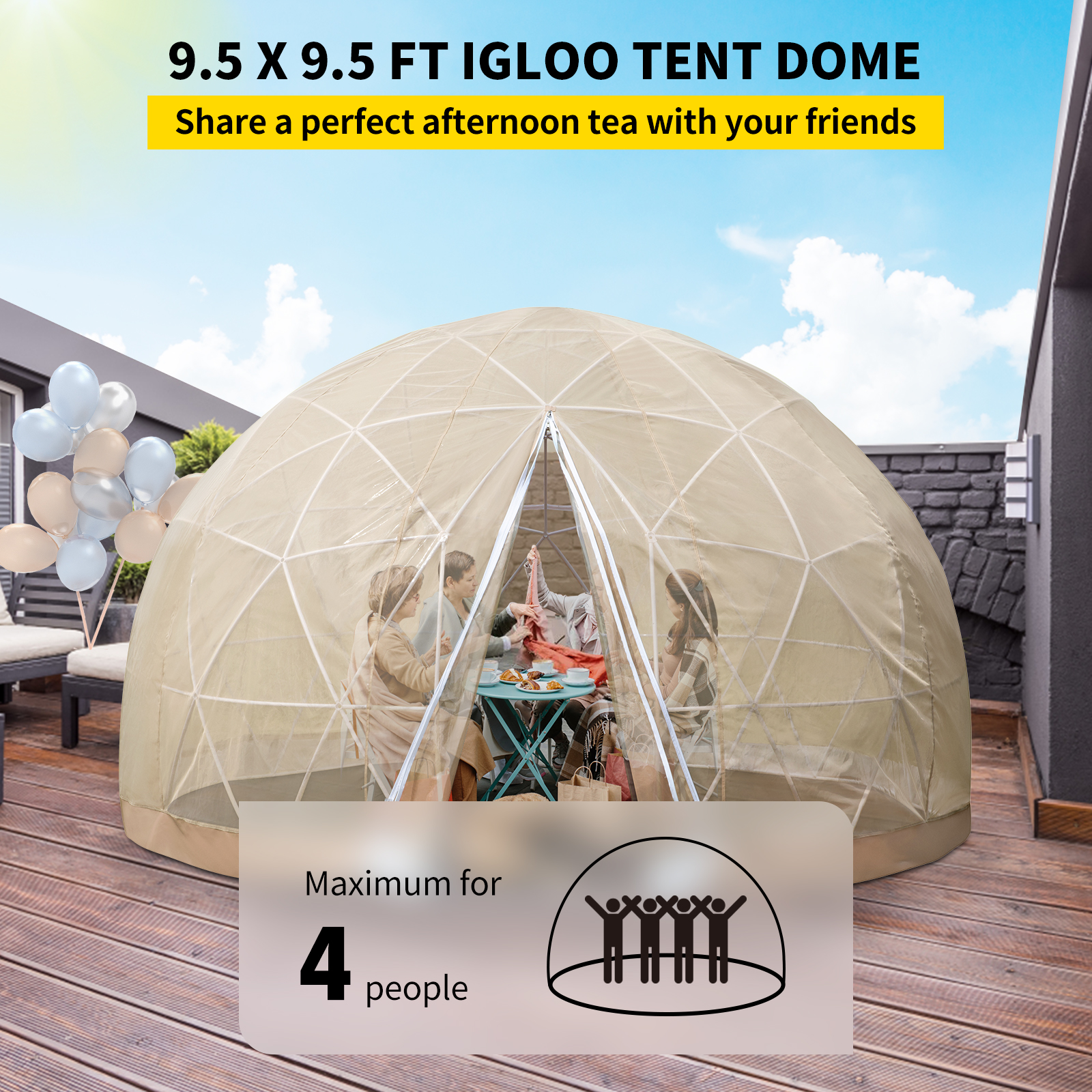 VEVOR IGLOO DOME Bubble Tent 9FT Greenhouse Geodesic Dome Garden Igloo