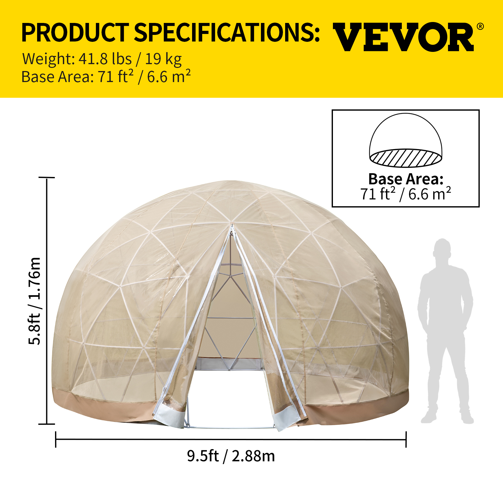 VEVOR IGLOO DOME Bubble Tent 9FT Greenhouse Geodesic Dome Garden Igloo