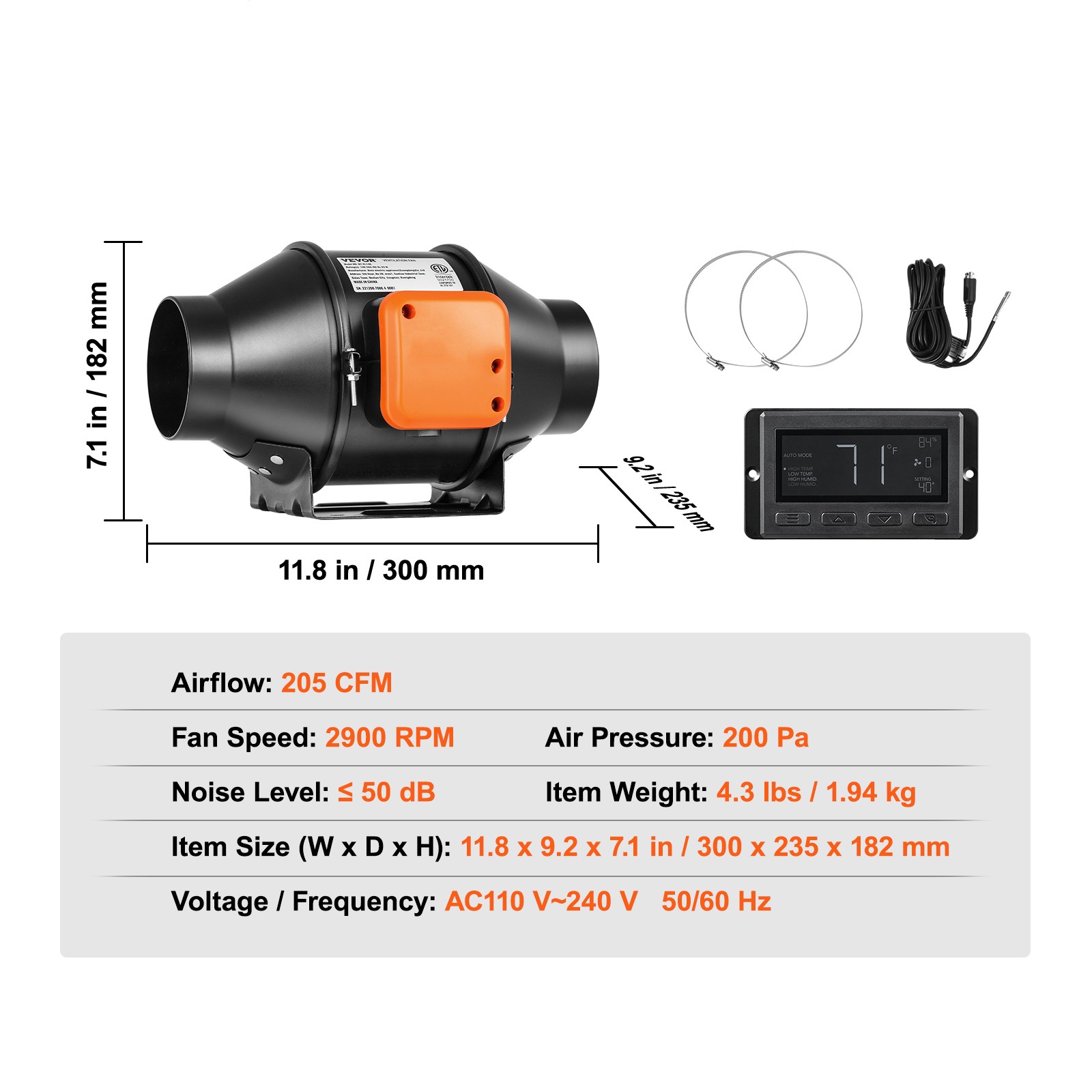 Inline Rohrlüfter 21W 350m³/h Rauchabzug Abluft Kanalventilator Bad Küche Garage leise Inline Duct Fan F6 Wmt
