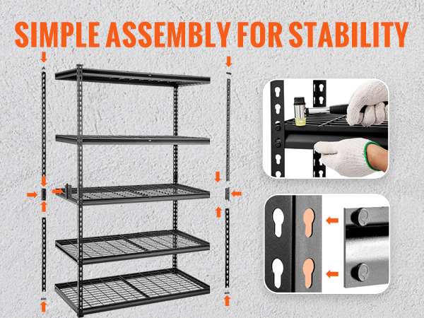 VEVOR Garage Shelf 5 Level Storage Adjustable Shelves Unit 47.2x17.7x70.9in BXGCKHJYCC4850DSQV0