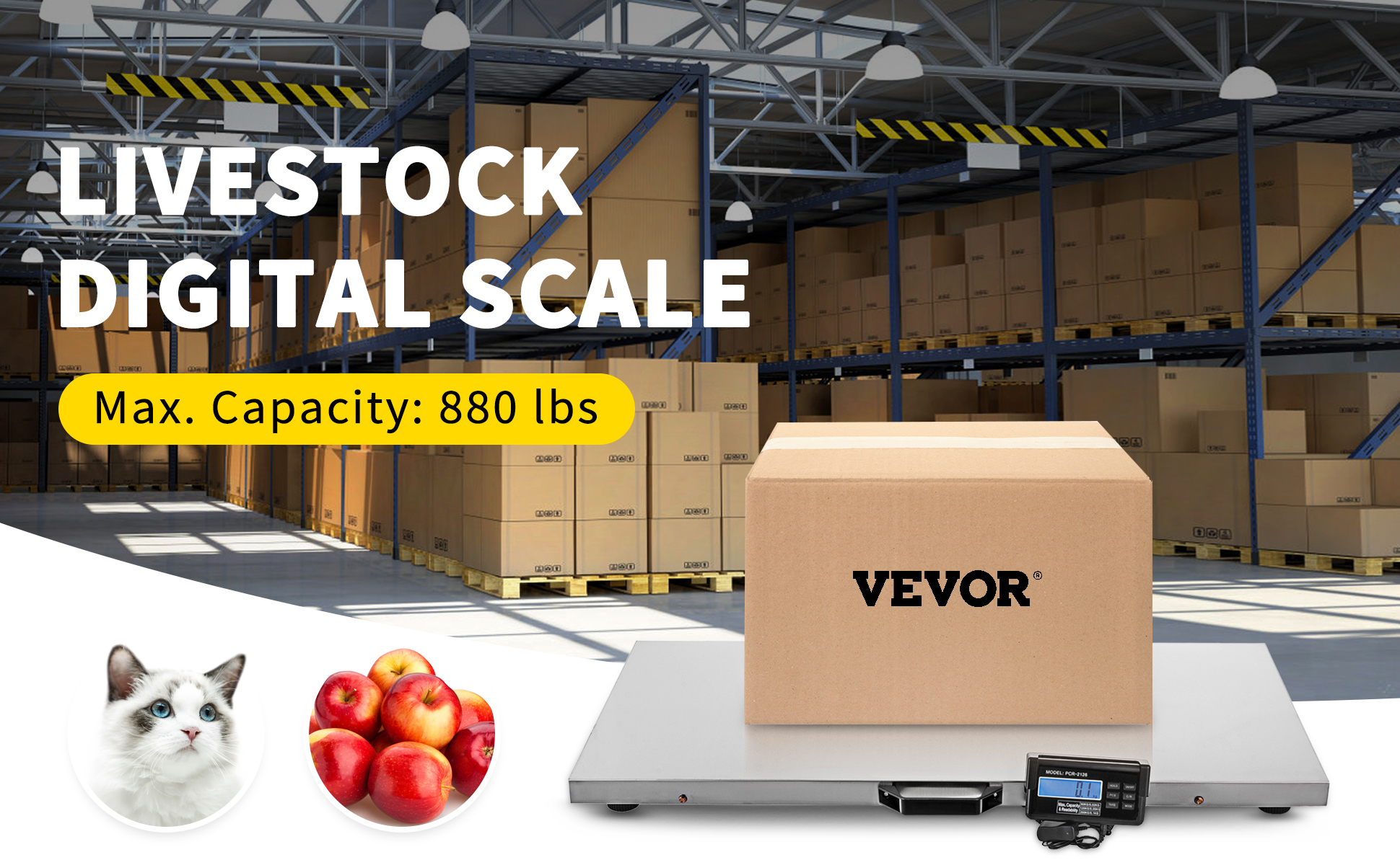 VEVOR 880Lbs x 0.2Lbs Livestock Scale Shipping Scales Large Platform  40.6x20.9Inch Stainless Steel Vet Scale Industrial Floor Scale Large Animal  Dog