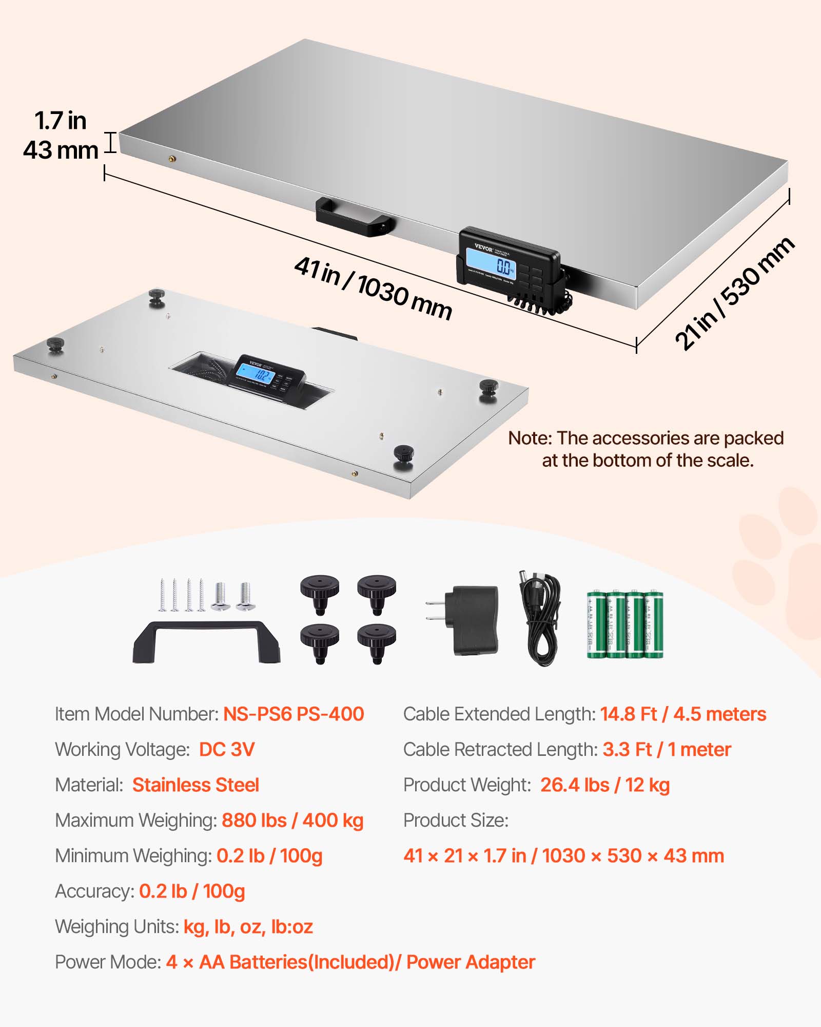 Cbhfmljd 1100lbs Digital Vet Livestock Scale, Pet Veterinary Scale Stainless Platform With Power Adapter For Vet Animal Pet Cat Dog Cattle Goat Pig Sheep Scale Animal Scale Dog Scale For Large - View #3
