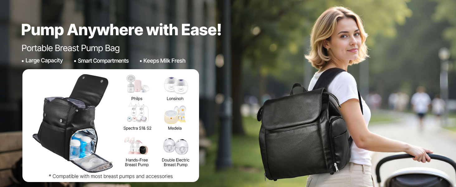 Spacious breast pump storage compartments