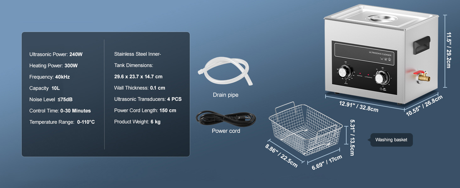 10L Ultraschallreiniger mit Heizungstimer & Korb Digitale Schallmaschine Ultrasonic Cleaner A100 1.11w