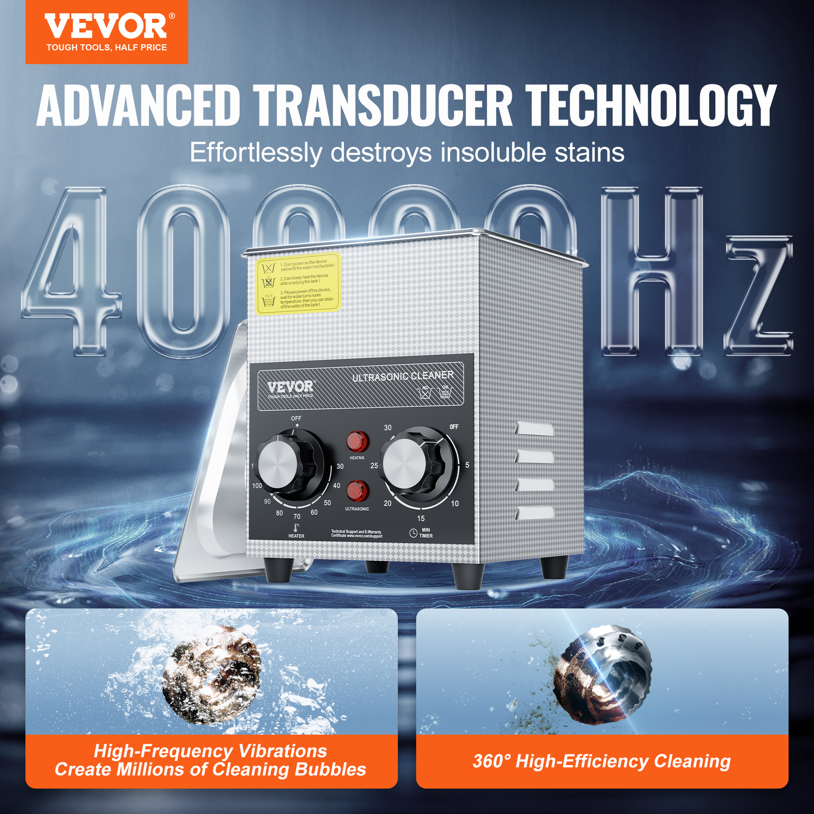 VEVOR ,2/3/6/10/15/22/30L Ultrasonic Cleaner with Heater Timer & Sonic Machine