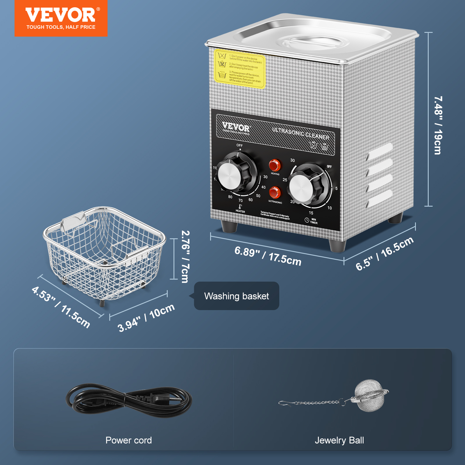 VEVOR ,2/3/6/10/15/22/30L Ultrasonic Cleaner with Heater Timer & Sonic Machine