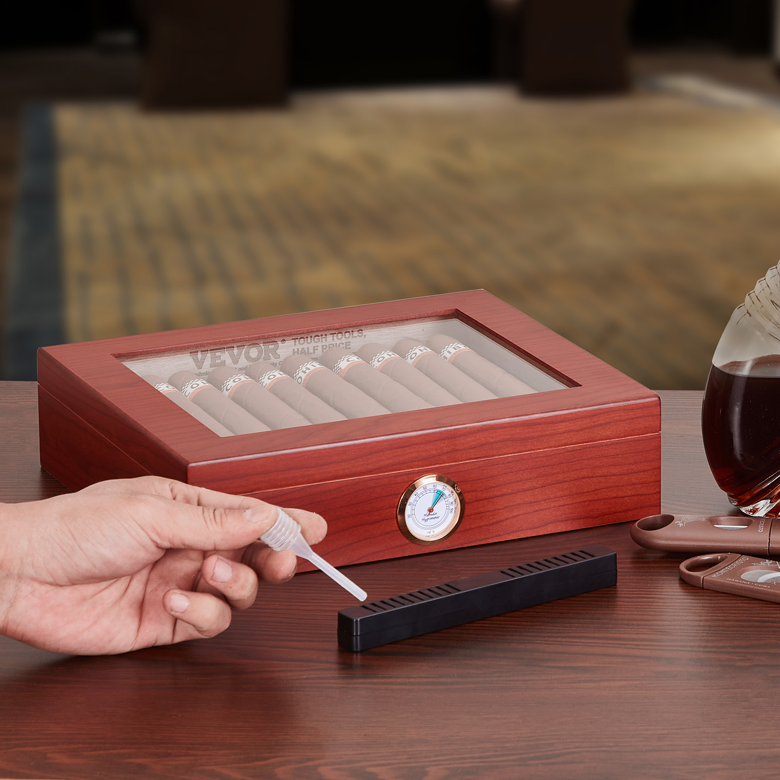 VEVOR 10-25 - 100-150 Zigarren Humidor Glasstop Zeder Zigarren Aufbewahrungsbox - Bild 34 von 74