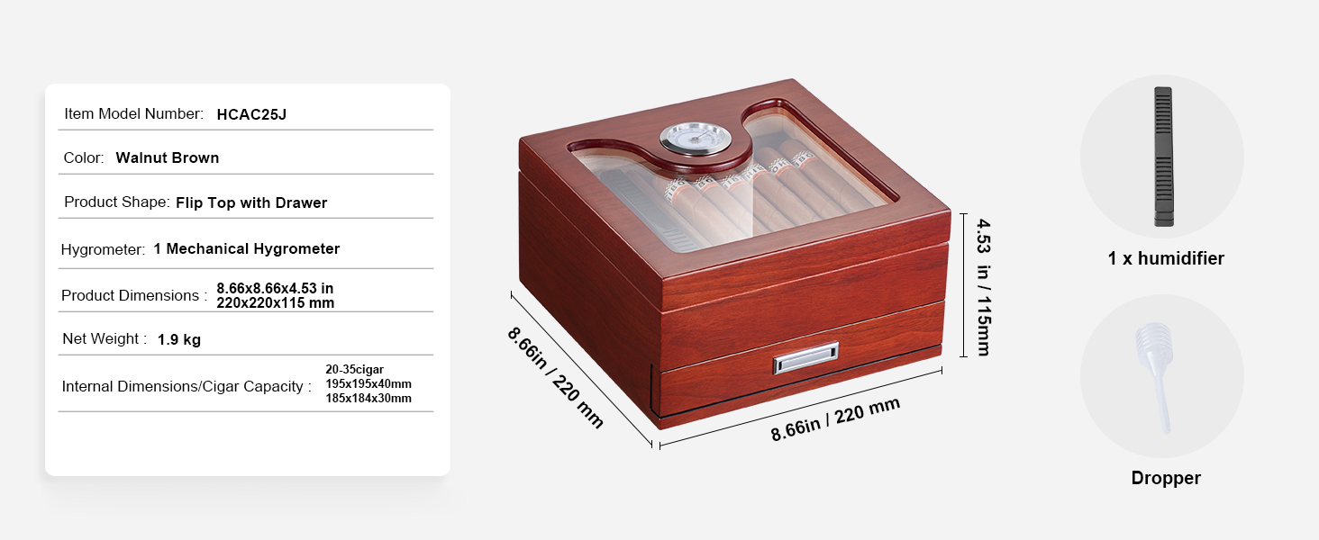 Cigars Humidor,Cigar Storage,Glass