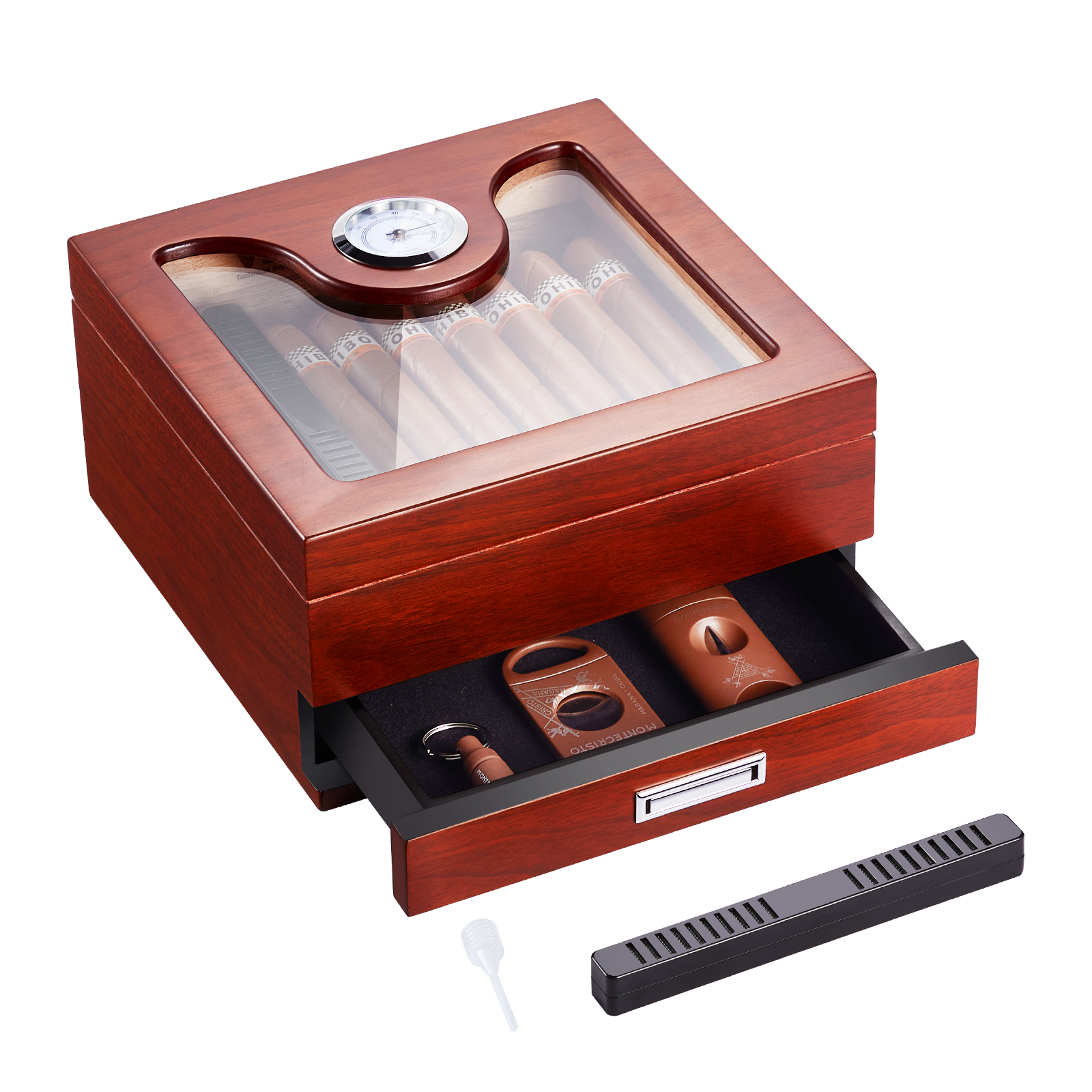 VEVOR 10-25 - 100-150 Zigarren Humidor Glasstop Zeder Zigarren Aufbewahrungsbox - Bild 15 von 74