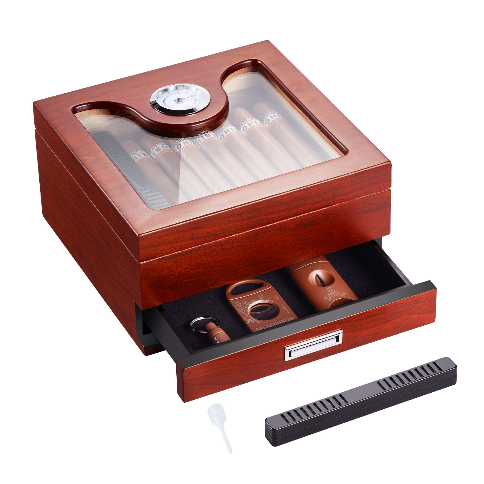 VEVOR 10-25 - 100-150 Zigarren Humidor Glasstop Zeder Zigarren Aufbewahrungsbox - Bild 23 von 74