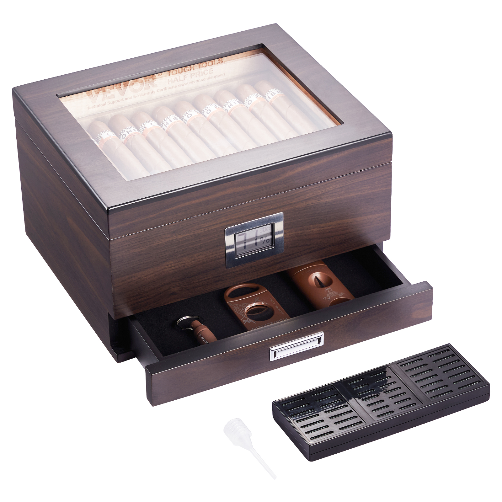 VEVOR 10-25 - 100-150 Zigarren Humidor Glasstop Zeder Zigarren Aufbewahrungsbox - Bild 51 von 74