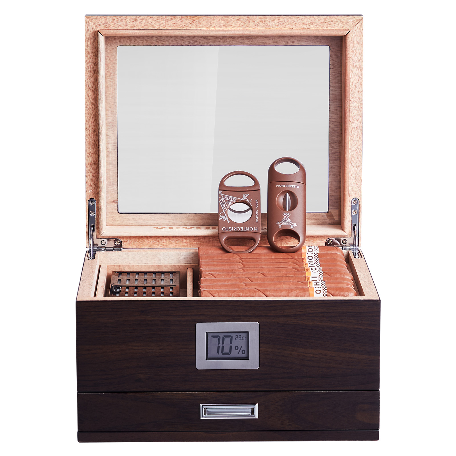 VEVOR 10-25 - 100-150 Zigarren Humidor Glasstop Zeder Zigarren Aufbewahrungsbox - Bild 62 von 74