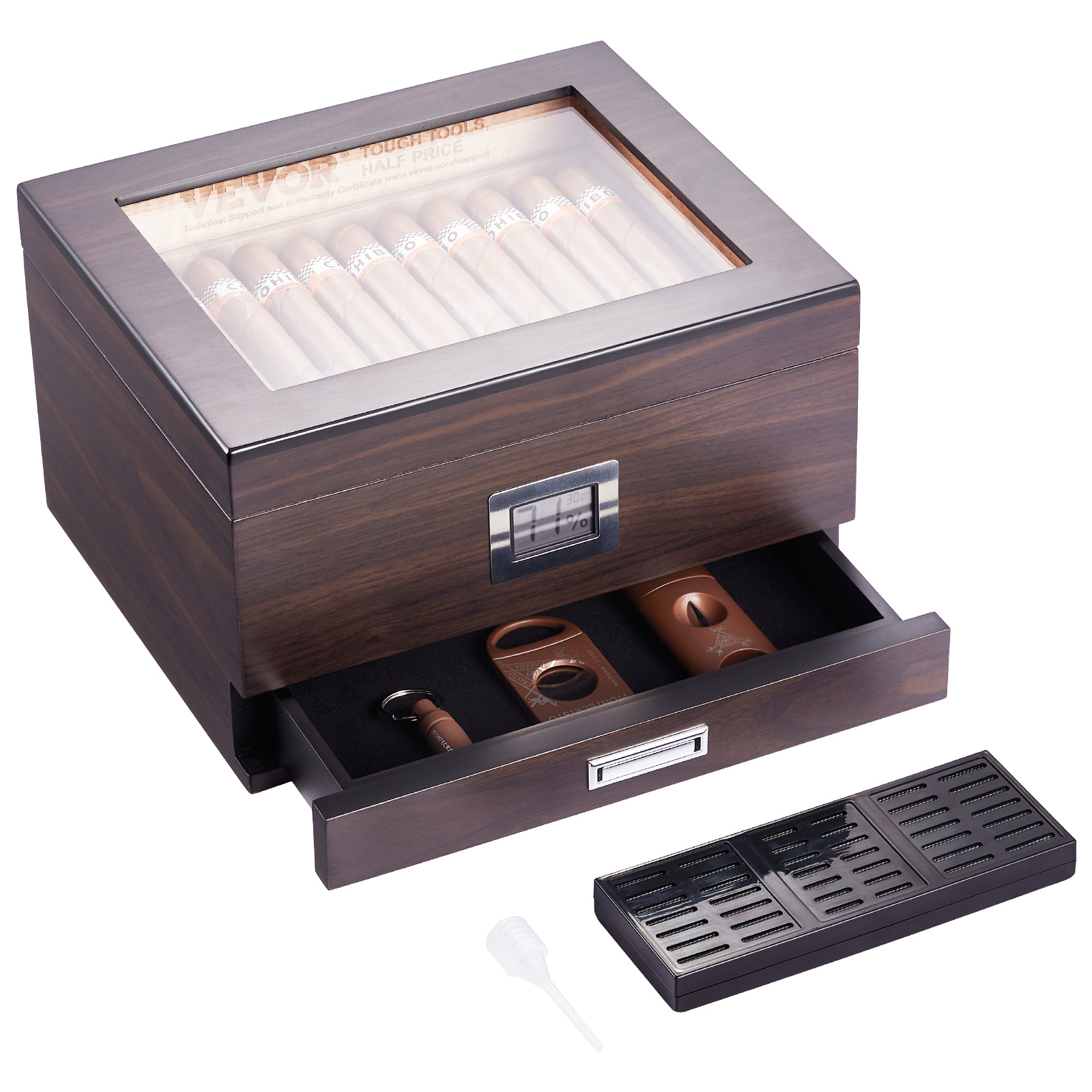 VEVOR 10-25 - 100-150 Zigarren Humidor Glasstop Zeder Zigarren Aufbewahrungsbox - Bild 59 von 74