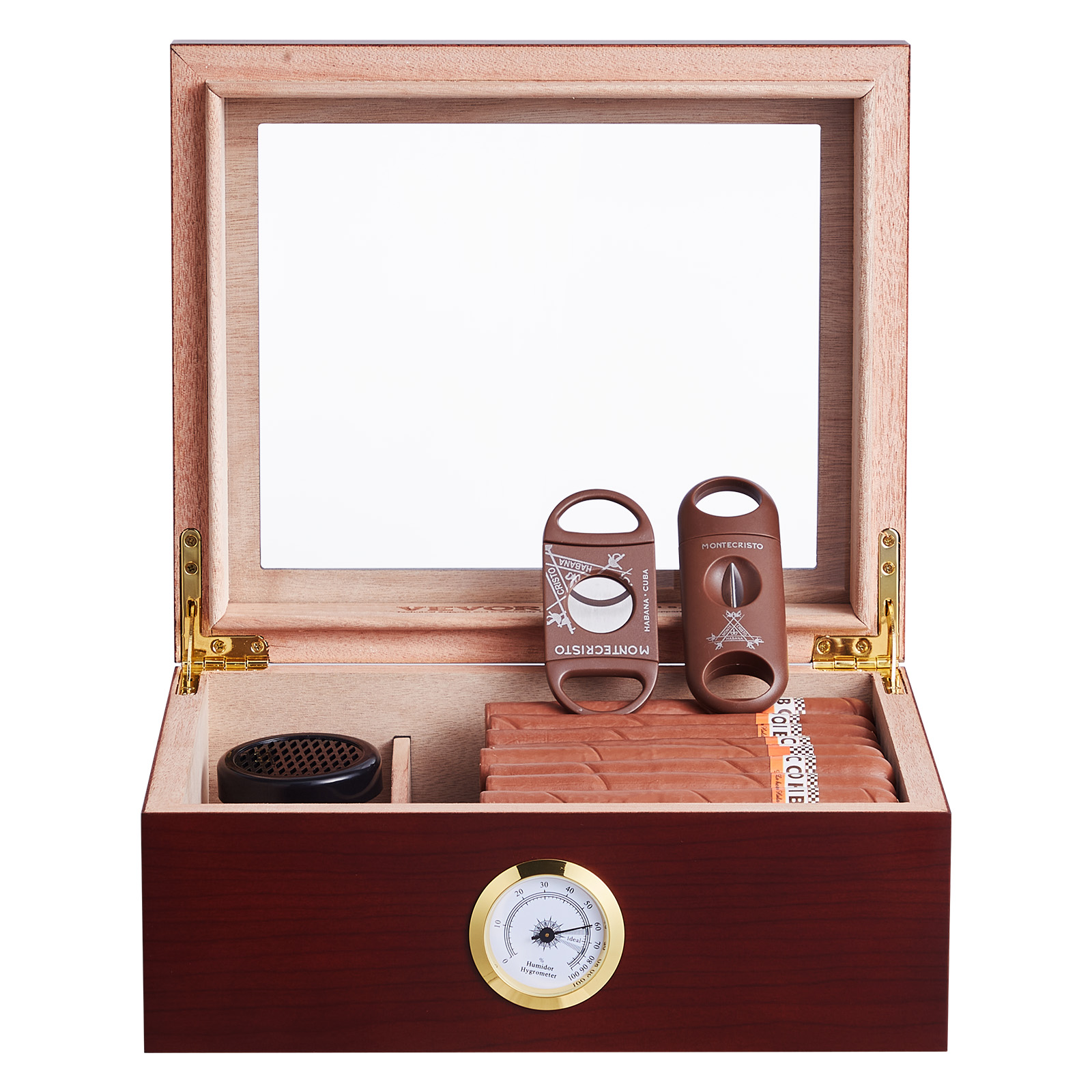 VEVOR 10-25 - 100-150 Zigarren Humidor Glasstop Zeder Zigarren Aufbewahrungsbox - Bild 14 von 74