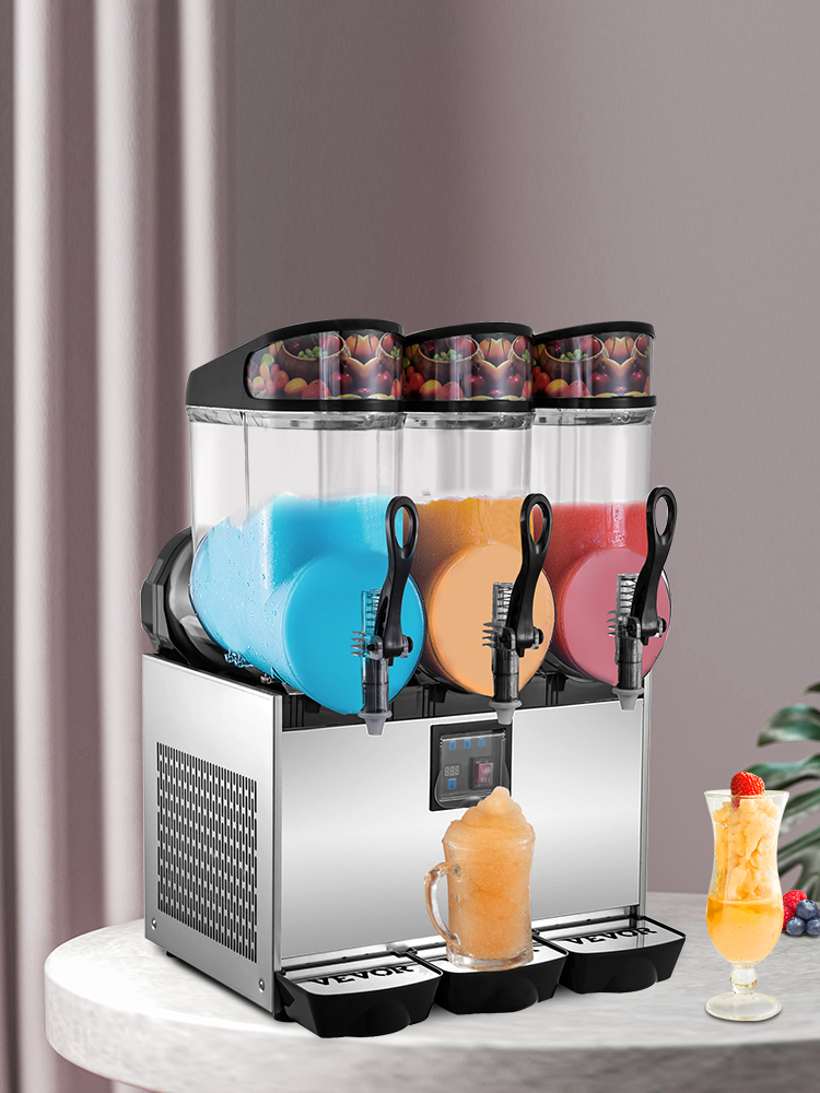 VEVOR Commercial Margarita Machine 110V Slushy Machine Commercial Frozen Drink Maker Ice Slushies for Supermarkets Cafes Restaurants Snack Bars 3 Bowls 36L 