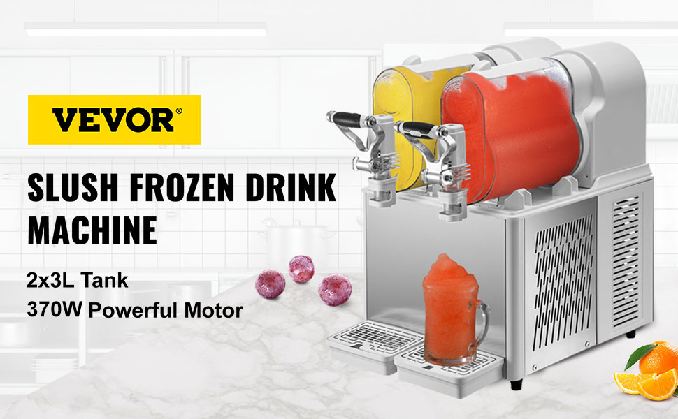 Máquina comercial para granizados, 3Lx2Tank Slushie Machine, 370W Máquina  de bebidas congeladas con preservación de temperatura, máquina para hacer