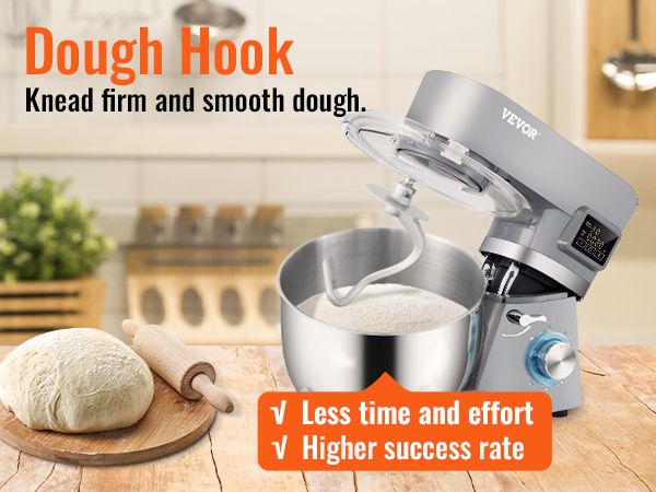 Commercial Food Mixer, 15Qt Commercial Mixer with Timing Function, 500W  Stainless Steel Bowl Heavy Duty Electric Food Mixer Commercial with 3  Speeds Adjustable 113/184/341 RPM, Dough Hook Whisk Beater Included,  Perfect for