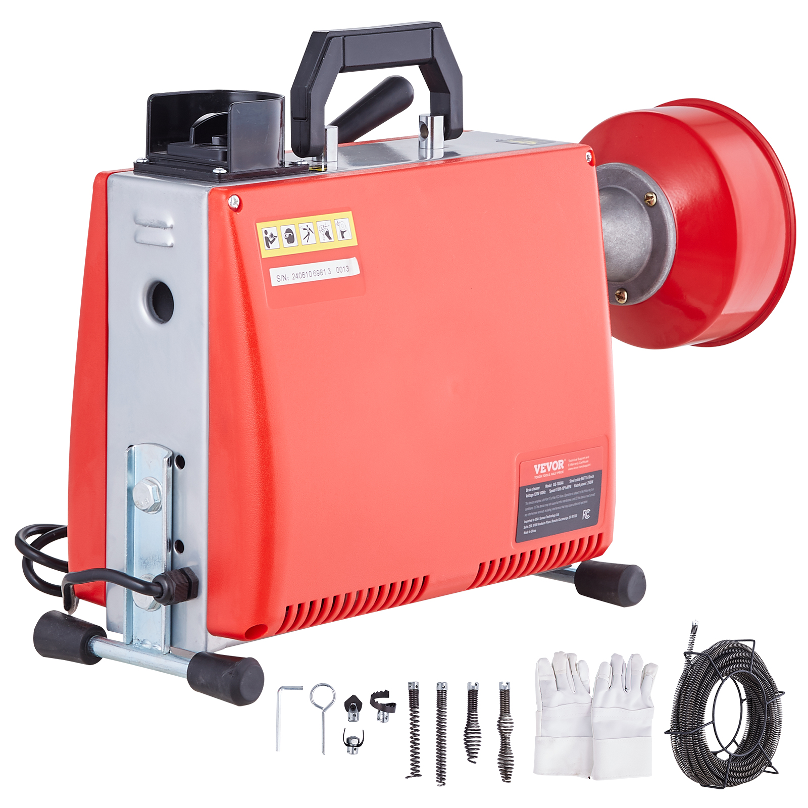 VEVOR Drain Cleaner Machine 50/66/75/120'x3/8-7/8" Sewer Snake Auger Manual Feed - Picture 15 of 98