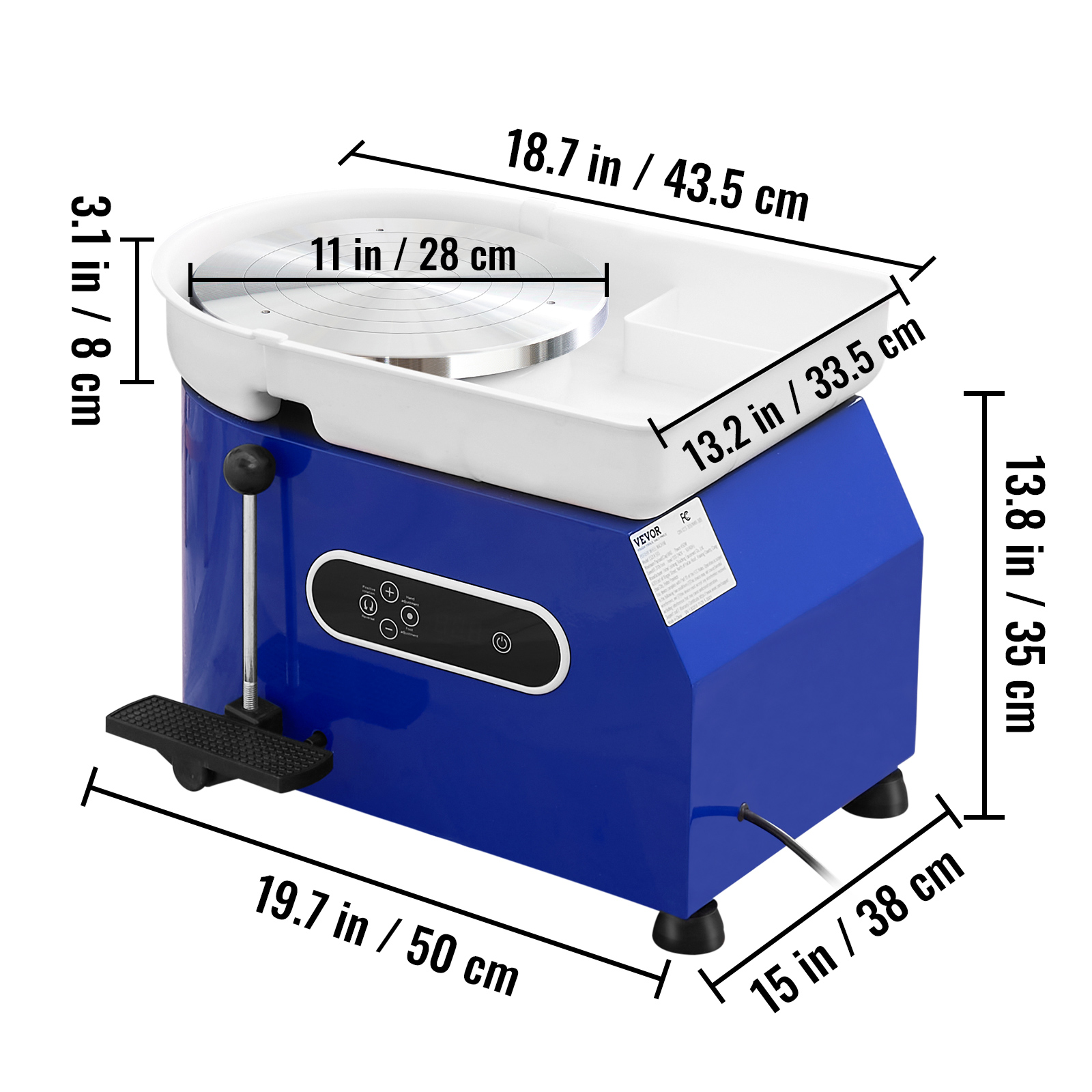Tornio Per Ceramica VEVOR 350W - Ruota Da 28cm, 60-300 Giri/min, Con Pedale E Accessori - Foto 5