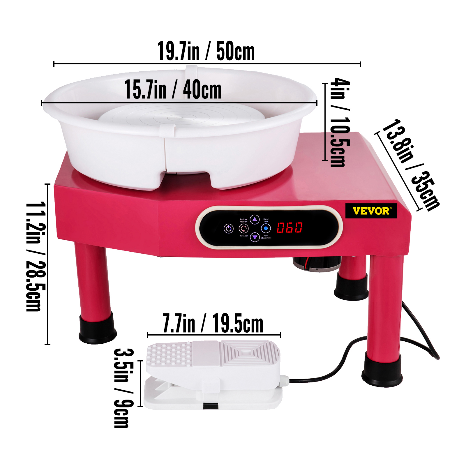 VEVOR Pottery Wheel Ceramic Machine 9.8"/14" 300prm Clay Sculpting Tool