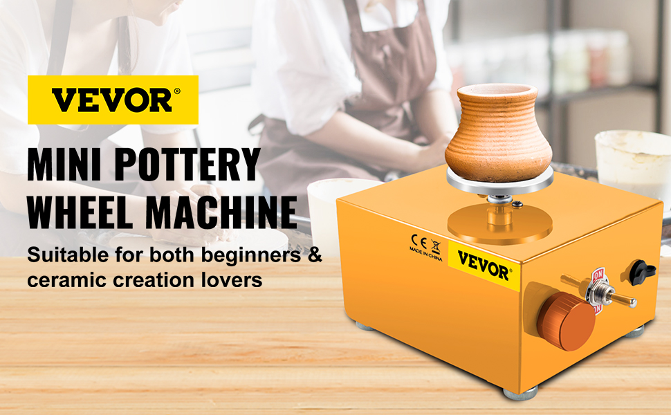 VEVOR Mini Pottery Wheel 1.9 2.5 3.9 Adjustable Size Ceramic Machine 30W