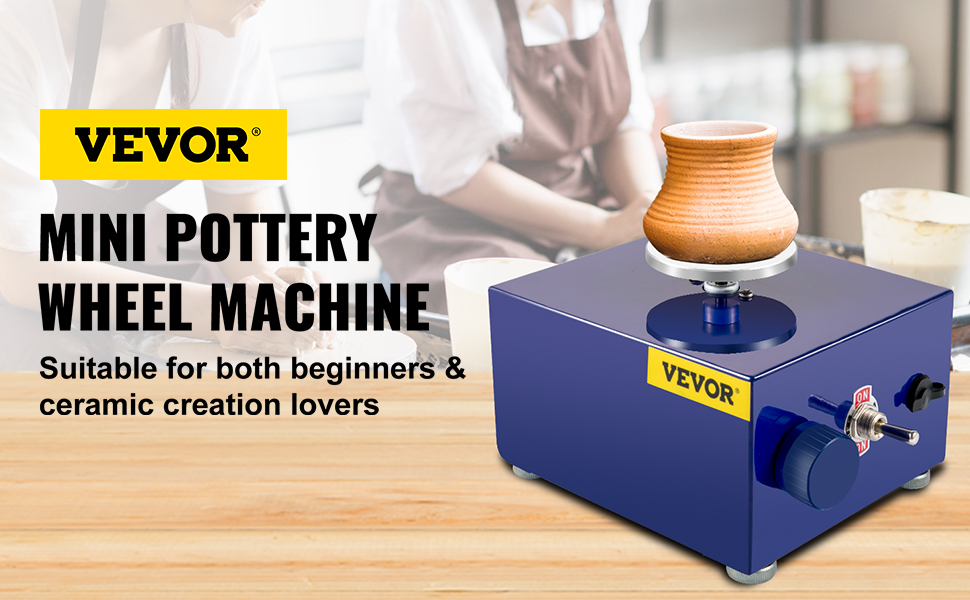 VEVOR Mini Pottery Wheel 30W Ceramic Wheel Adjustable Speed Clay Machines Electric Sculpting Kits with 3 Turntables Trays and 16