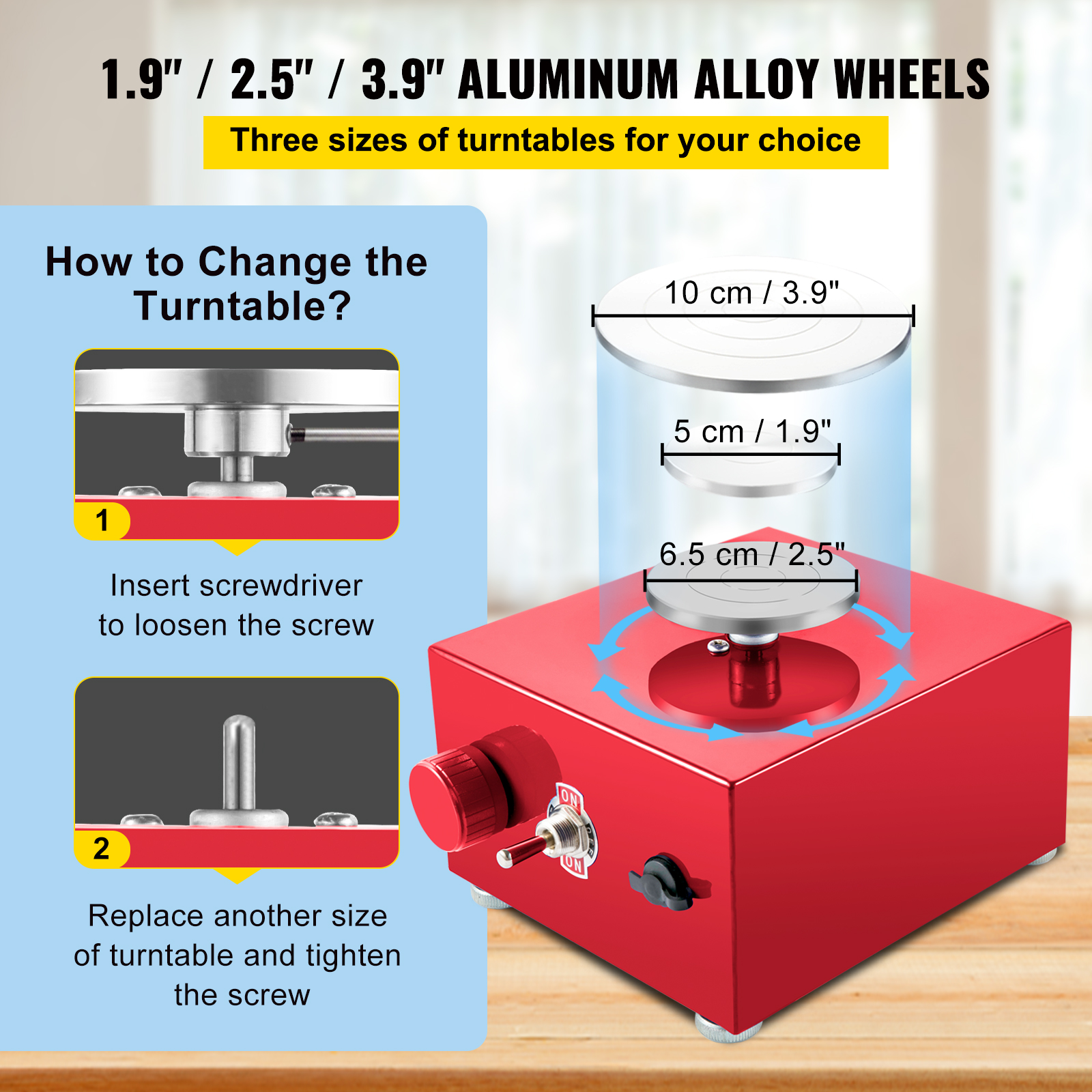 Mini Pottery Wheel 1.9 2.5 3.9 Aluminum Alloy Pottery Wheels