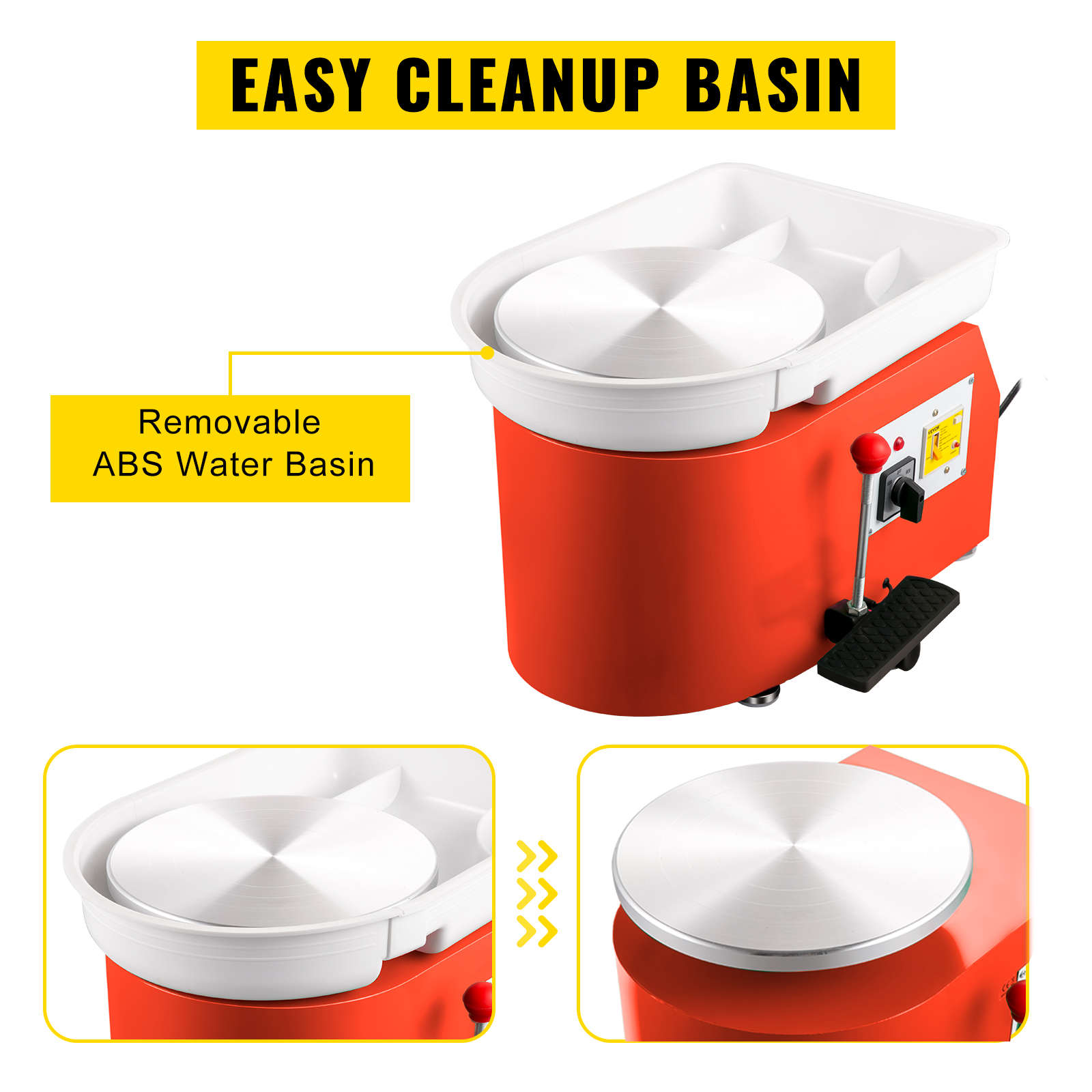 Керамический круг VEVOR 350 Вт, электрический гончарный круг, оранжевый