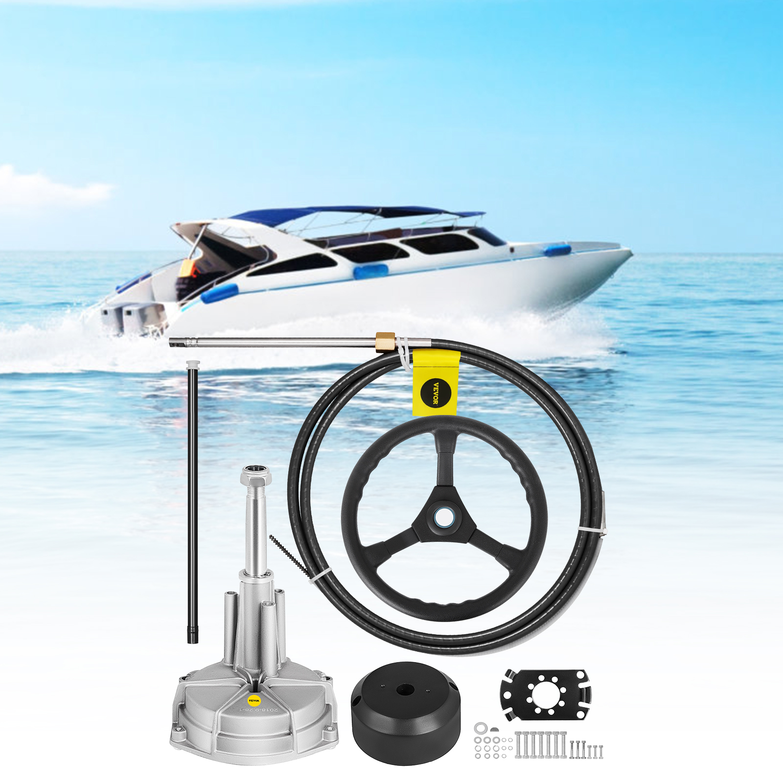 VEVOR Boat Rotary Steering System Outboard Kit 10-16FT Boat Cable w/13.5" Wheel - Picture 58 of 134