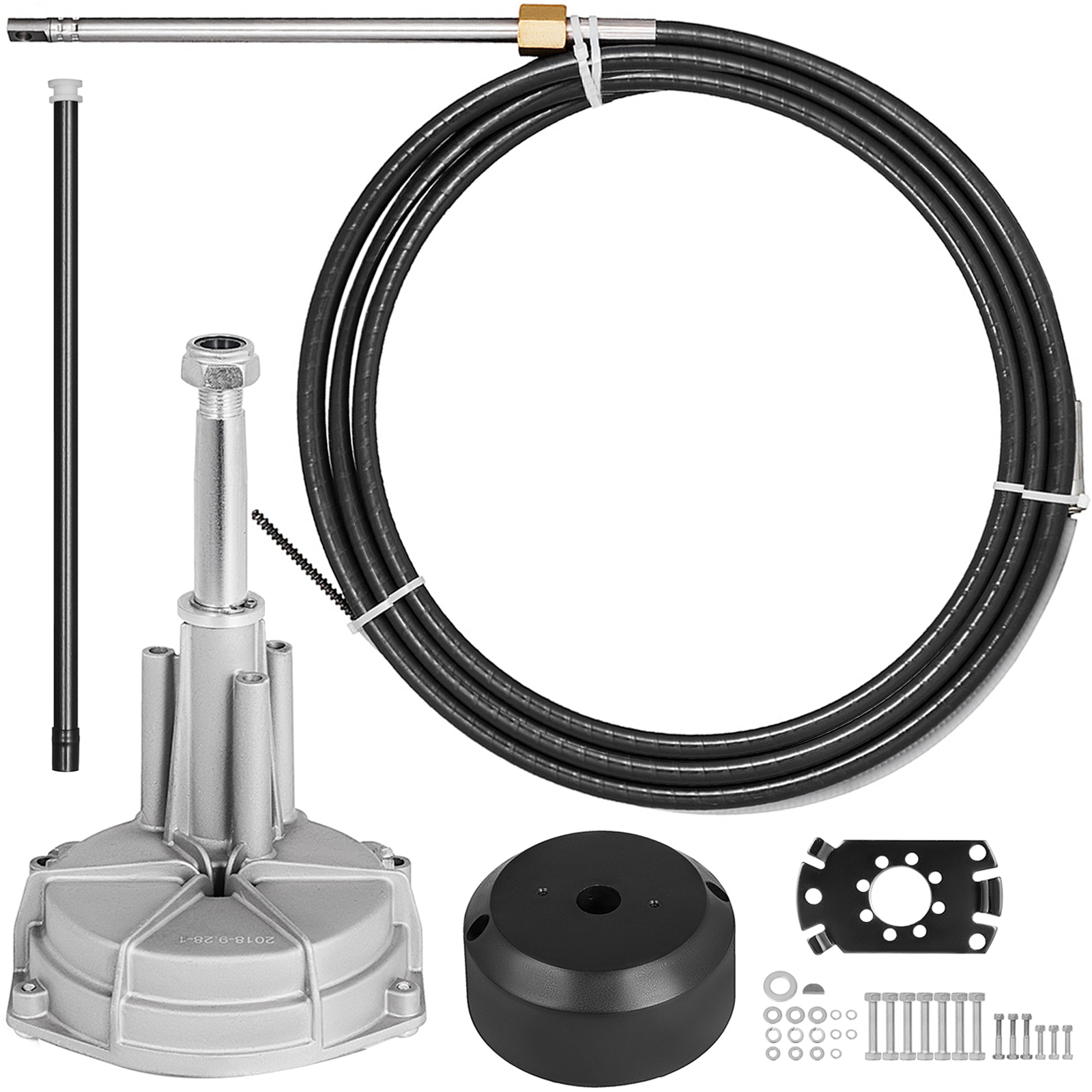VEVOR Boat Steering Cable 14' Outboard Rotary Steering Kit 14 Feet Boat Rotary Steering Kit for Boats