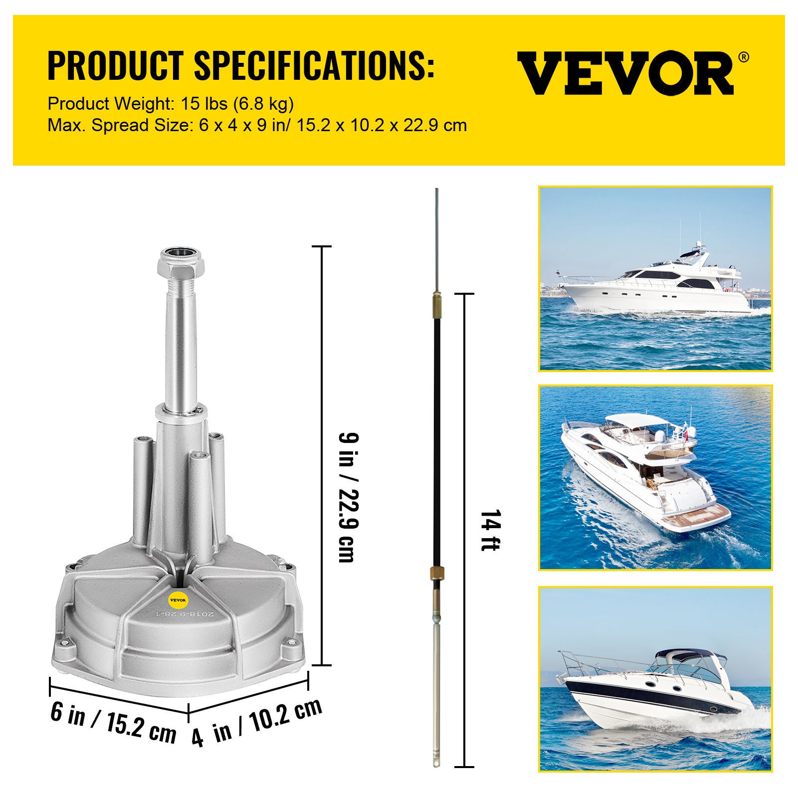 VEVOR Boat Rotary Steering System Outboard Kit 10-16FT Boat Cable w/13.5" Wheel - Picture 69 of 134